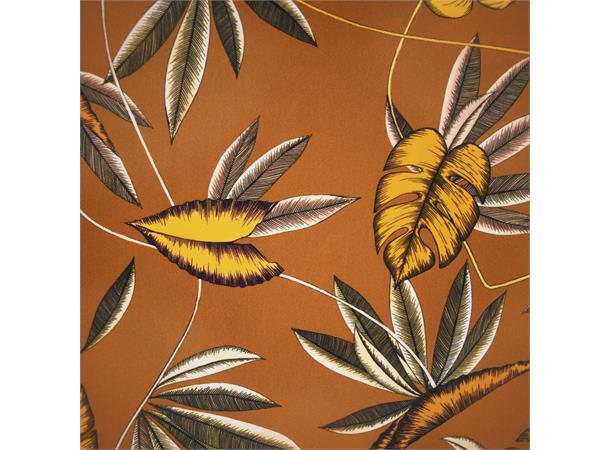 Mønstret, vevet viskose i lilla med blader