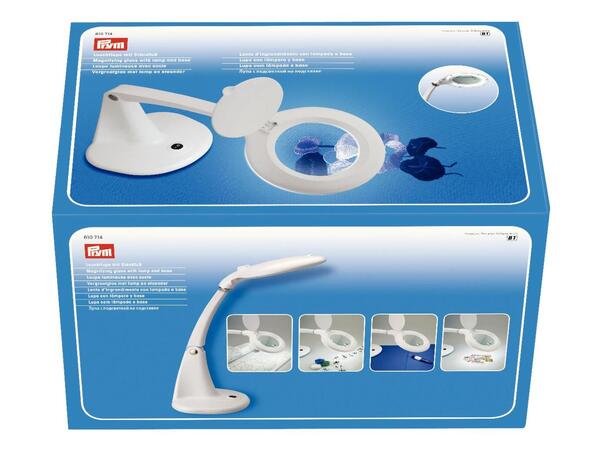 Lampe med forstørrelsesglass