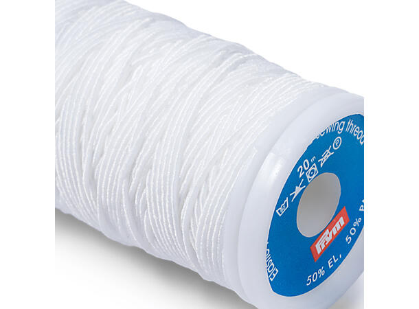 Elastisk sytråd, hvit