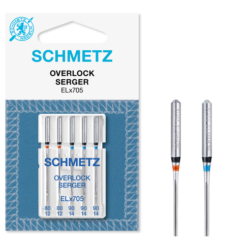 Schmetz Overlocknåler ass. 80/12-90/14 ELx705, 80/12-90/14, 5-pack
