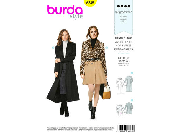 Burda 6845 - Frakk og jakke