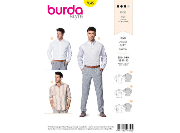 Burda 7045 - Herreskjorte
