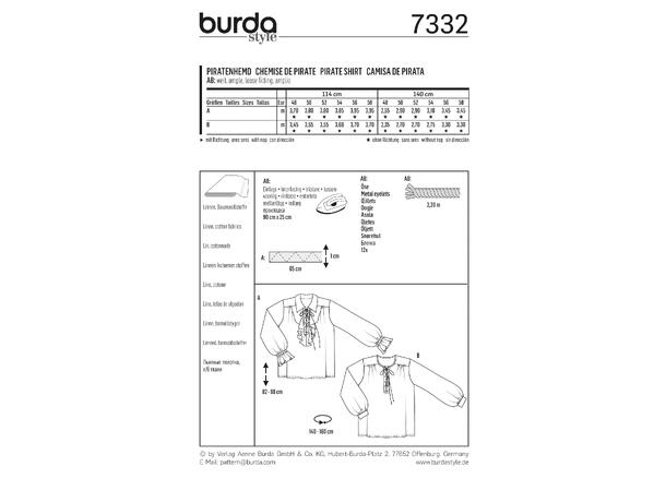 Burda 7332 - Piratskjorte