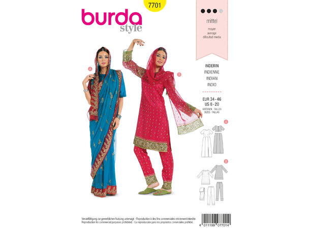 Burda 7701, Sari STRL: EUR: 34-46, US: 8-20