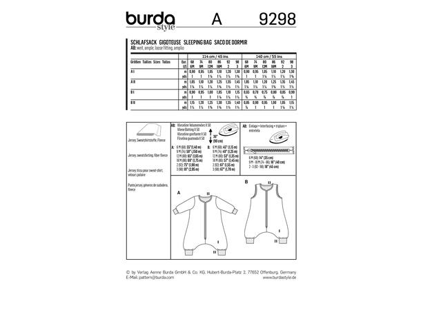 Burda 9298 - Sovepose/dress til baby