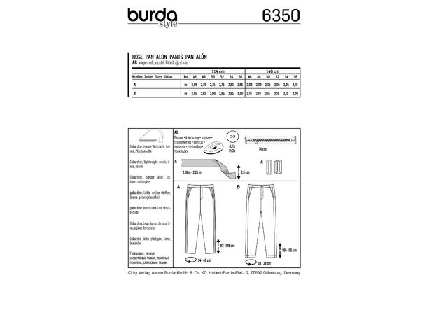 Burda 6350 - Bukser