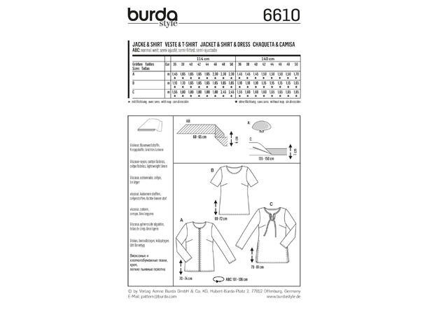 Burda 6610 - Jakke og overdel