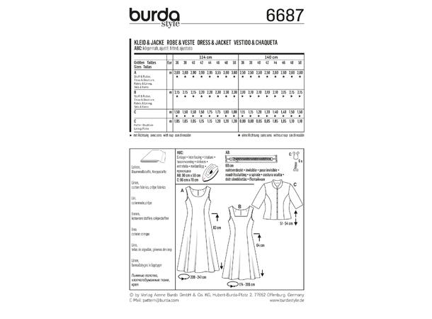 Burda 6687 - Kjole og jakke