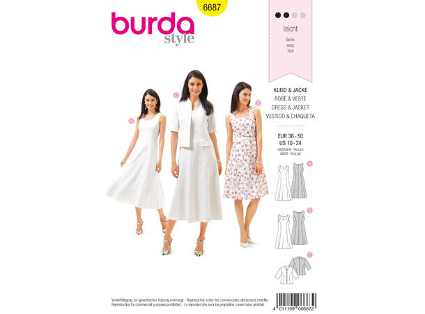 Burda 6687 - Kjole og jakke