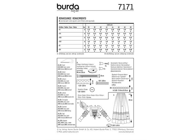 Burda 7171 - Renessansekjole