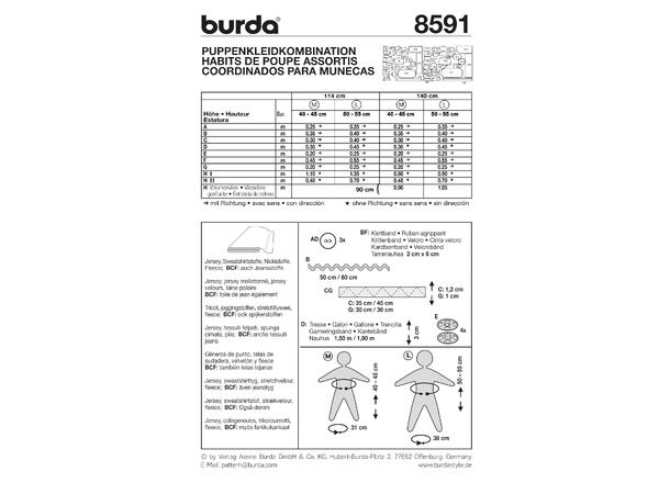 Burda 8591 - Dukkeklær
