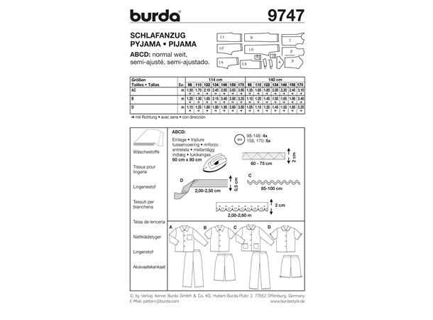 Burda 9747 - Pysjamas