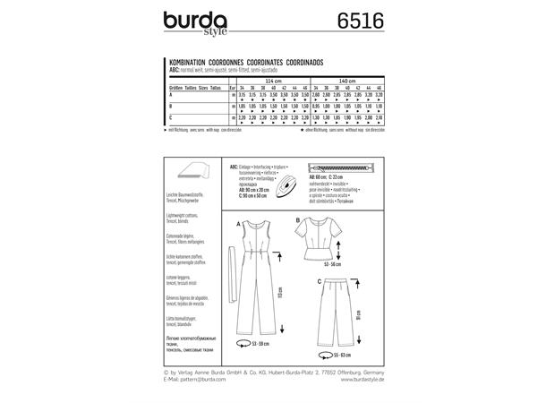 Burda B6516 - Jumpsuit/sett