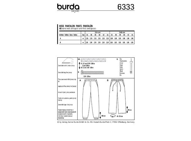 Burda 6333 - Bukser