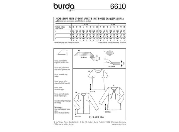 Burda 6610 - Jakke og overdel