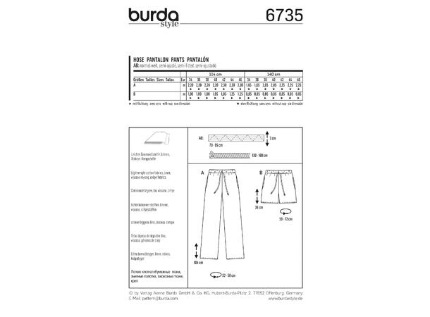 Burda 6735 - Bukse og shorts