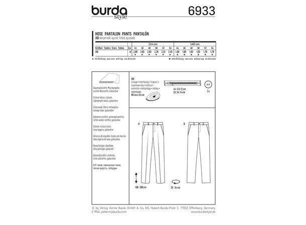 Burda 6933 - Herrebukse