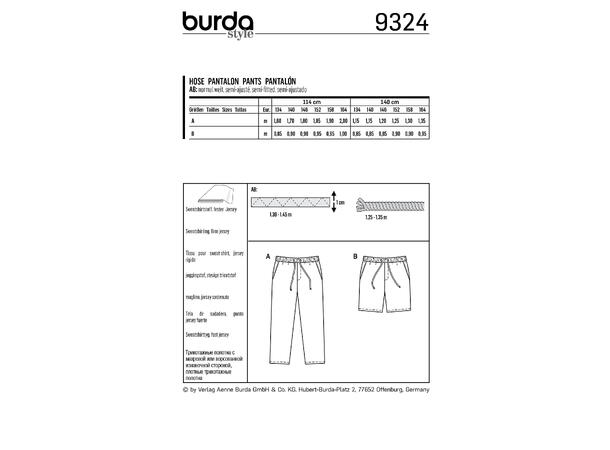 Burda 9324 - Bukse og shorts