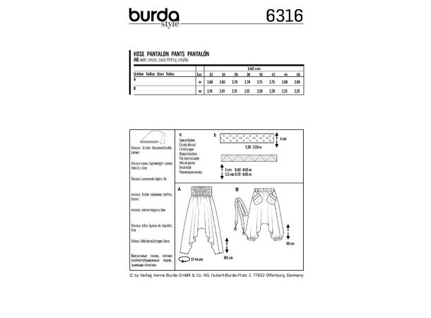 Burda 6316 - Haremsbukse