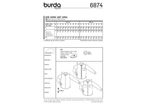 Burda 6874 - Skjorte