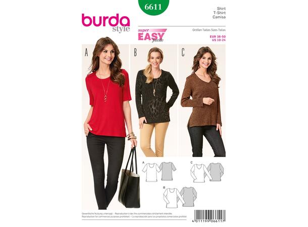 Burda 6611 - Topp og Genser
