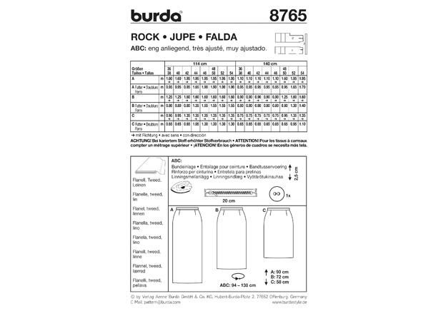 Burda 8765 - Skjørt