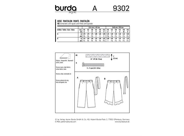 Burda 9302 - Bukse og kulotter