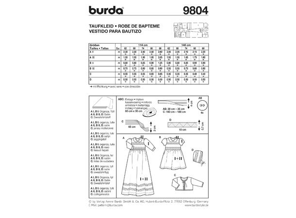 Burda 9804 - Dåpskjole