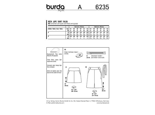 Burda 6235, Skjørt