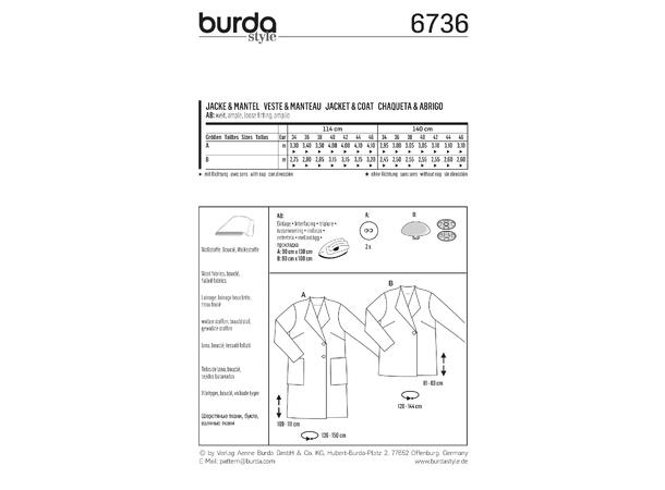 Burda 6736 - Frakk og jakke