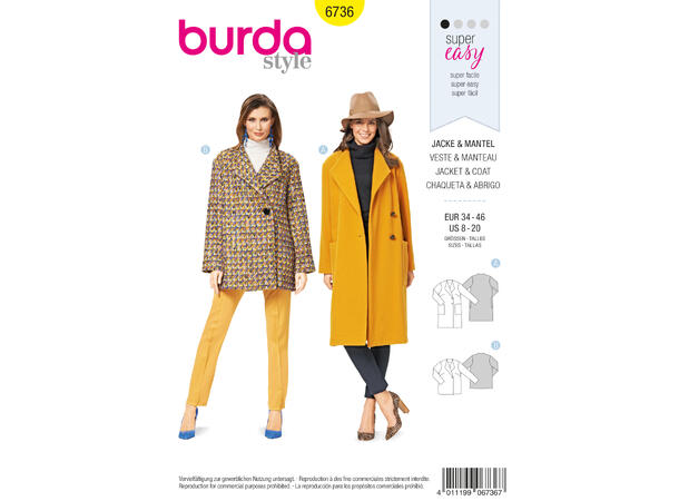 Burda 6736 - Frakk og jakke