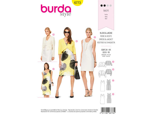 Burda 6773 - Kjole og jakke
