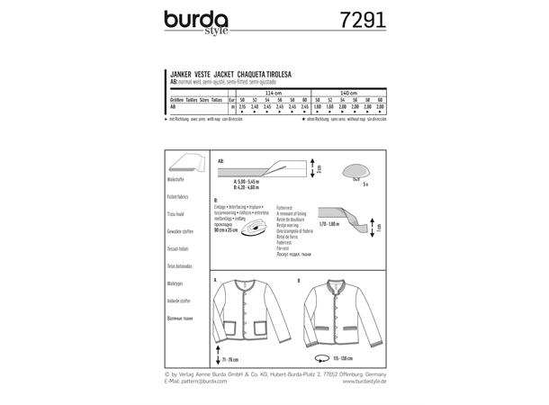 Burda 7291 - Jakke