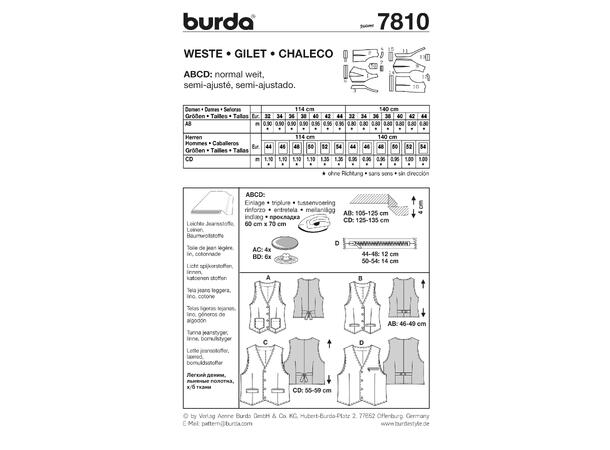 Burda 7810 - Unisex vest