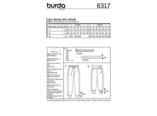 Burda 6317 - Joggebukse