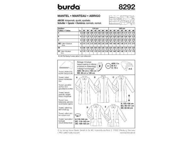 Burda 8292 - Kåpe