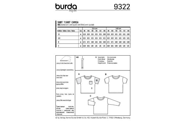 Burda 9322 - T-skjorte