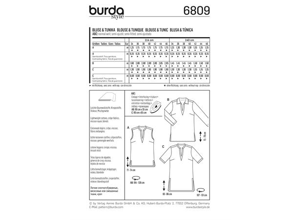 Burda 6809 - Bluse og tunika
