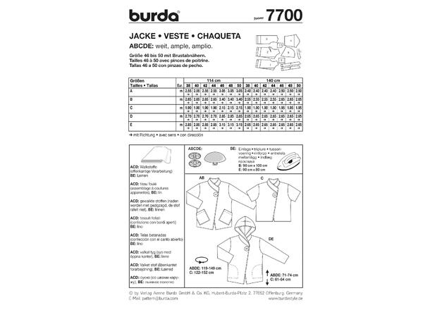 Burda 7700 - Vest og Jakke