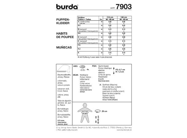 Burda 7903 - Dukkeklær