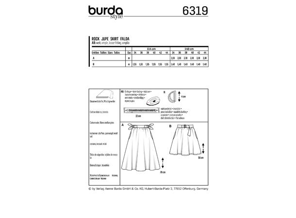 Burda B6319, skjørt