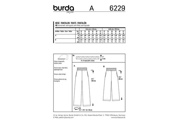 Burda 6229, Bukse
