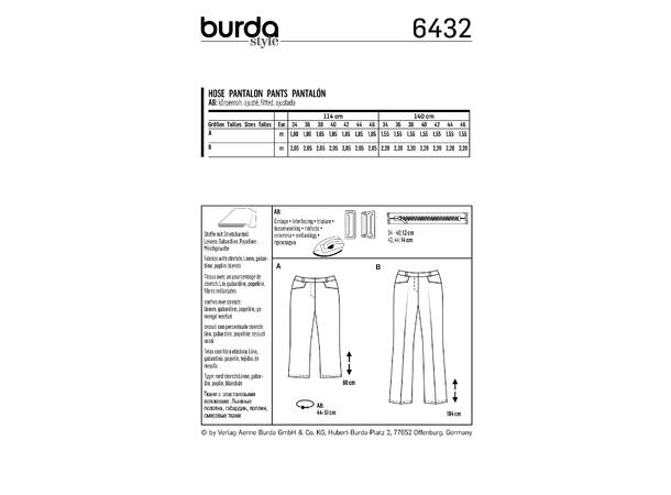 Burda 6432 - Bukser