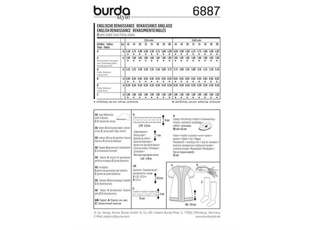Burda 6887 - Herrekostyme