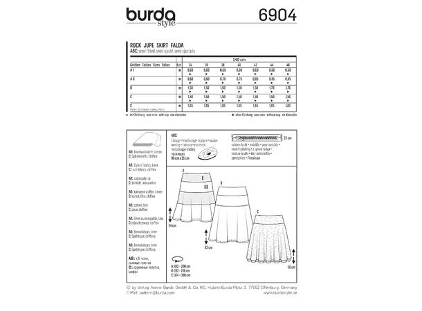 Burda 6904 - Skjørt