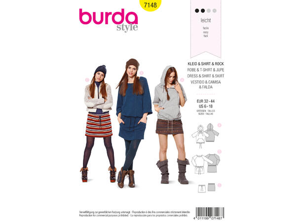 Burda 7148 - Kjolse, skjørt og genser