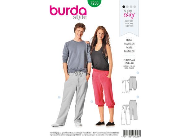Burda 7230 - Unisex joggebukse
