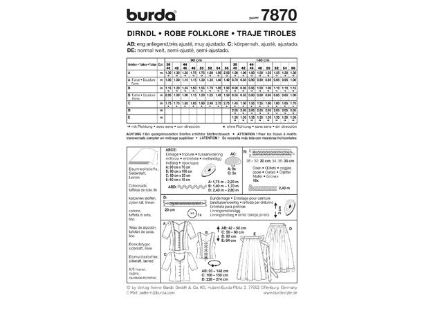 Burda 7870 - Folkedrakt