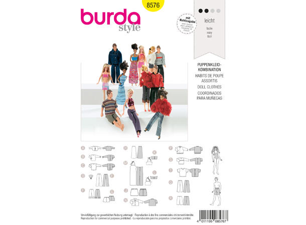 Burda 8576 - Dukkeklær