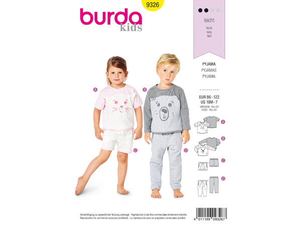 Burda 9326 - Pysjamas
